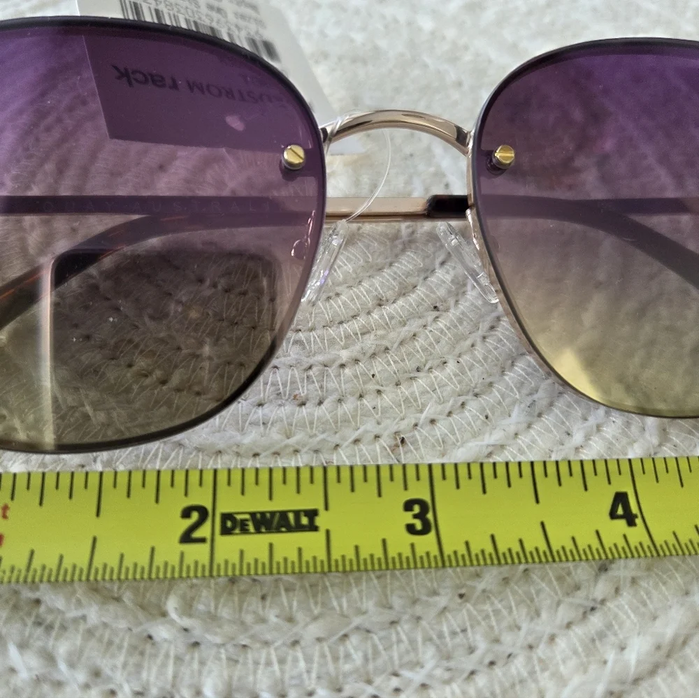 Quay Australia Jezabell Oversized Round Sunglasses Gold Purple Ombré